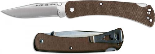 Buck 110 Slim Pro EDC 0110BRS4 S30V Clip Point Brown Micarta Lock Back Folder Made in USA