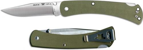 Buck 110 Slim Pro EDC 0110ODS4 S30V Clip Point OD Micarta Lock Back Folder Made in USA