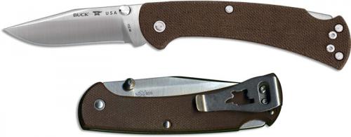 Buck 112 Slim Pro EDC 0112BRS6 S30V Clip Point Brown Micarta Lock Back Folder Made in USA