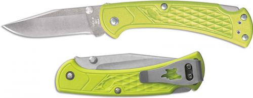 Buck 112 Slim Select EDC 0112GRS1 Clip Point Blade Chartreuse GFN Lock Back Folder Made in USA