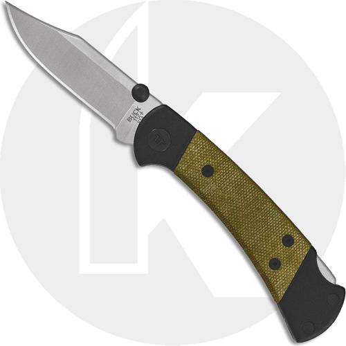 Buck Ranger Sport 0112GRS5 - S30V Clip Blade - Black Aluminum and Green Micarta Handle - Made in USA