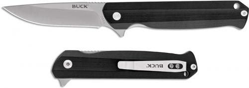 Buck Langford Knife 0251BKS - Value Priced EDC - Satin Drop Point - Black G10 - Liner Lock - Flipper Folder