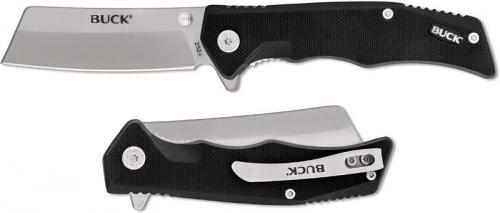 Buck Trunk Knife 0252BKS - Value Priced EDC - Satin Cleaver Style Blade - Black G10 - Liner Lock - Flipper Folder