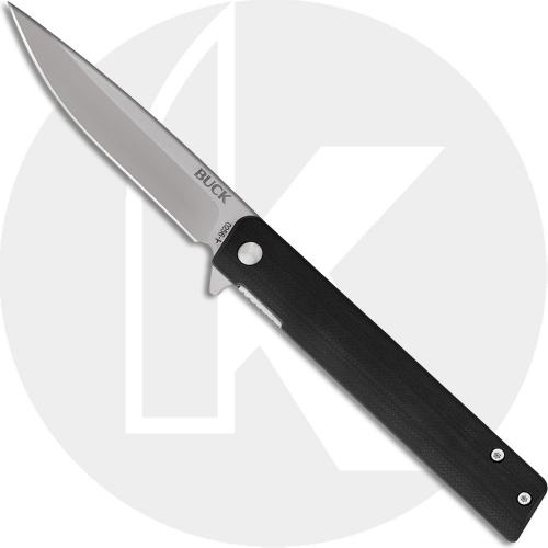 Buck Decatur Knife 0256BKS - Value Priced EDC - Satin Drop Point - Black G10 - Liner Lock - Flipper Folder