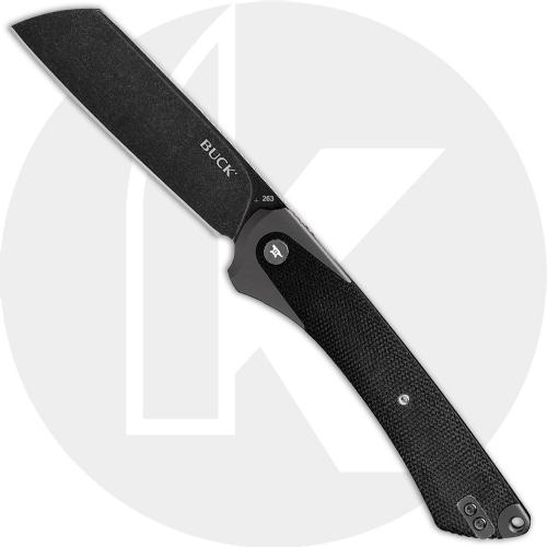 Buck HiLine XL 0263BKS1 Knife - Black Stonewashed Cleaver - Black Aluminum/Micarta Onlay - Flipper