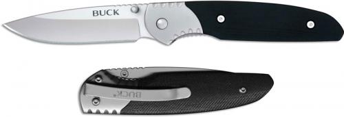 Buck Glacier 0300BKS EDC Drop Point Black G10 Liner Lock Folding Knife