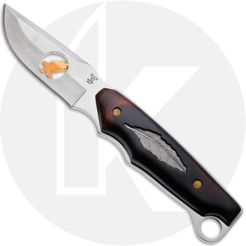 Buck Eagle 403EG Fixed Blade Knife - Limited Edition - Satin 420HC Drop Point - American Walnut with Feather Inlay - USA Made
