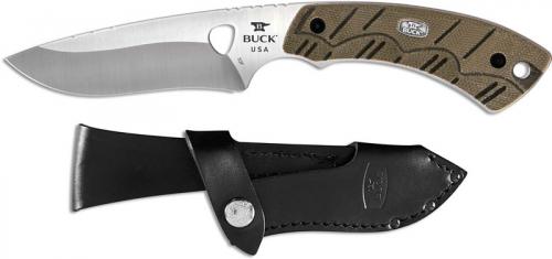 Buck Open Season Pro Skinner 0537ODS Drop Point Fixed Blade Full Tang OD Green Micarta Hunter USA Made