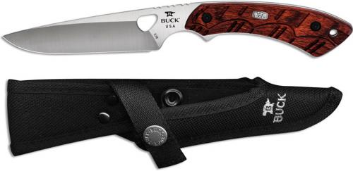 Buck Open Season Small Game 0538RWS Drop Point Fixed Blade Full Tang Red Wood Hunting Knife USA Made