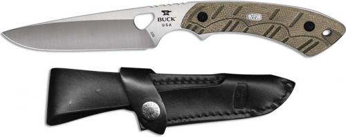 Buck Open Season Pro Small Game 0539ODS Drop Point Fixed Blade Full Tang OD Green Micarta Hunter USA Made