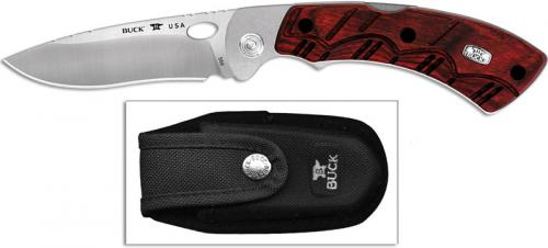 Buck Open Season Folding Skinner 0556RWS 1 Hand Open Drop Point Blade Red Wood Lock Back Folding Knife USA Made
