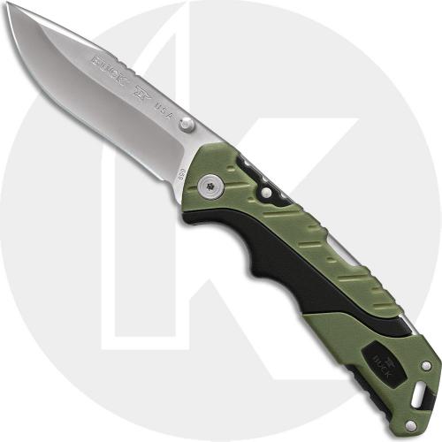 Buck Large Pursuit Folder 0659GRS - Drop Point - Black GFN and Green Versaflex - Lock Back - Made in USA