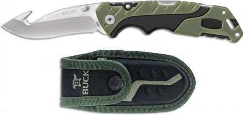 Buck Large Pursuit Folder 0660GRG - Gut Hook - Black GFN and Green Versaflex - Lock Back - Made in USA