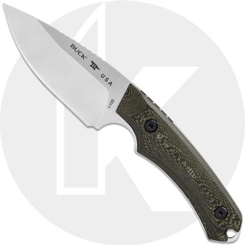 Buck Alpha Hunter 664BRS Fixed Blade Knife - S35VN Drop Point - Richlite Handle - Brown Leather Sheath - USA Made