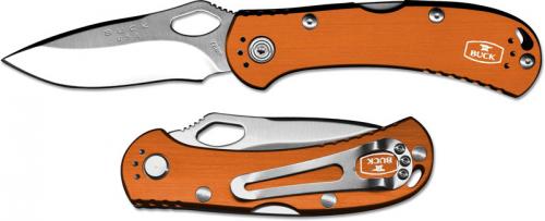 Buck SpitFire Knife 0722ORS-1 - Value Priced EDC - Satin Drop Point - Orange Aluminum - Lock Back - USA Made