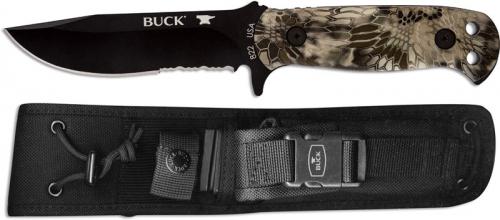 Buck Sentry Kryptek Highlander 0822CMX26 Part Serrated Black Fixed Blade USA Made