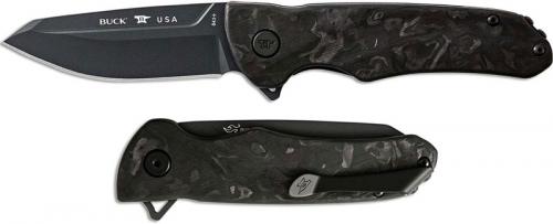 Buck 843 Sprint Ops 0843CFS - Black S45VN Reverse Tanto - Marbled Carbon Fiber - Liner Lock - Flipper Folder - USA Made