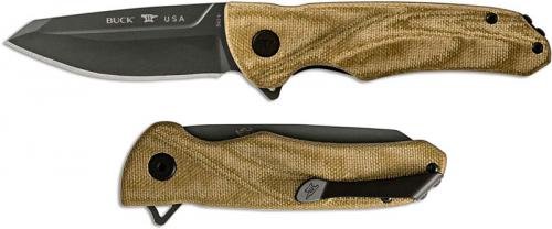 Buck 843 Sprint Ops 0843GRS - Black S30V Reverse Tanto - Green Canvas Micarta - Liner Lock - Flipper Folder - USA Made