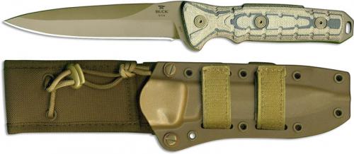 Buck GCK Ground Combat Knife 0891BRS1 - Coyote Tan 5160 Spear Point Fixed Blade - Tri Color Micarta - Made in USA