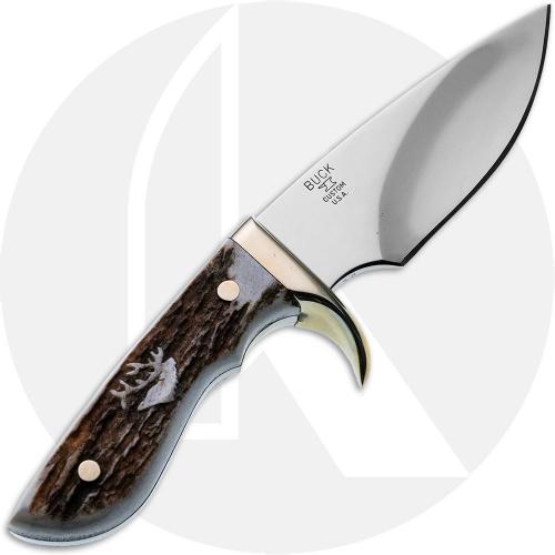 Buck Custom Light Skinner 921SP1 Fixed Blade Knife - Limited Edition - Satin BG-42 Drop Point - Elk Antler with Elk Inlay - USA Made