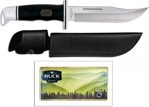 Buck 119 Special VPAK119C with Tin 75 Year Anniversary Knife Clip Point Fixed Blade Black Phenolic USA Made