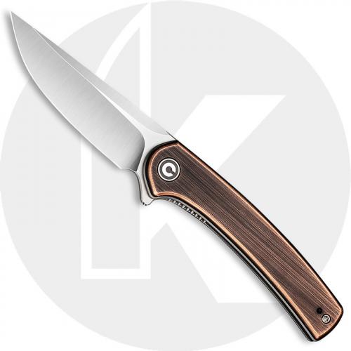 CIVIVI Mini Asticus Knife C19026B-1 - Satin Drop Point - Black Hand Rubbed Copper - Liner Lock Flipper Folder