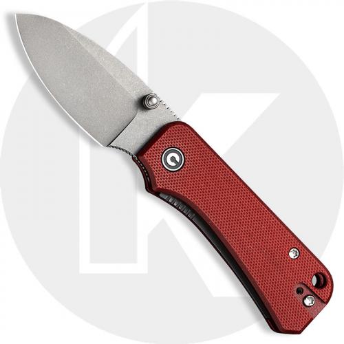 CIVIVI Baby Banter C19068S-6 - Gray Stonewash Nitro-V - Burgundy G10 - Liner Lock Folder