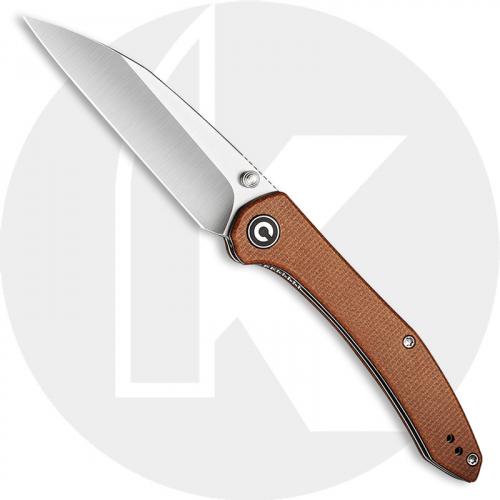 CIVIVI Hadros Knife C20004-2 - Value Price EDC - Satin Wharncliffe - Brown Micarta - Liner Lock Folder