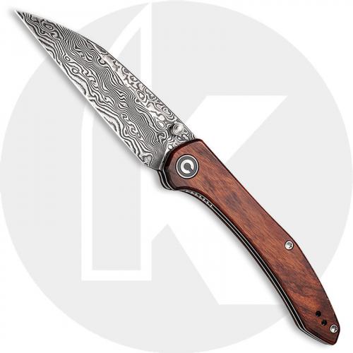 CIVIVI Hadros Knife C20004-DS1 - Black Hand Rubbed Damascus Wharncliffe - Cuibourtia Wood - Liner Lock Folder