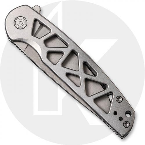 CIVIVI Perf Knife C20006-A - Value Price EDC - Stonewash Nitro-V Drop Point - Skeletonized Stainless Steel - Frame Lock - Flippe