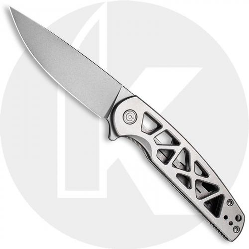 CIVIVI Perf Knife C20006-A - Value Price EDC - Stonewash Nitro-V Drop Point - Skeletonized Stainless Steel - Frame Lock - Flipper Folder
