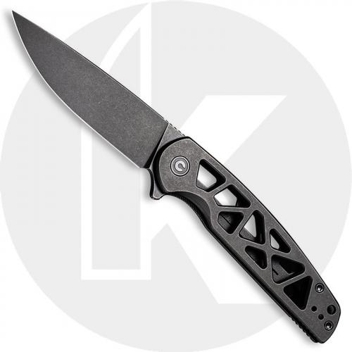 CIVIVI Perf Knife C20006-B - Value Price EDC - Black Stonewash Nitro-V Drop Point - Black Skeletonized Stainless Steel - Frame Lock - Flipper Folder