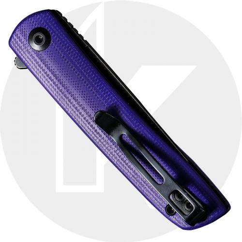 CIVIVI Bo C20009B-5 - Black Stonewash Nitro-V - Purple G10 - Liner Lock Flipper Folder