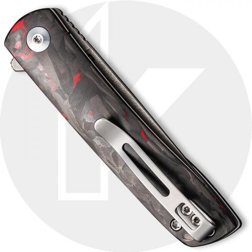 CIVIVI Bo Knife C20009B-B - Brad Zinker EDC - Gray Stonewash Nitro-V Drop Point - Carbon Fiber Red - Liner Lock - Flipper Folder