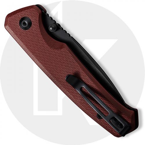 CIVIVI Altus C20076-2 - Black Stonewash Nitro-V - Burgundy G10 - Button Lock Folder