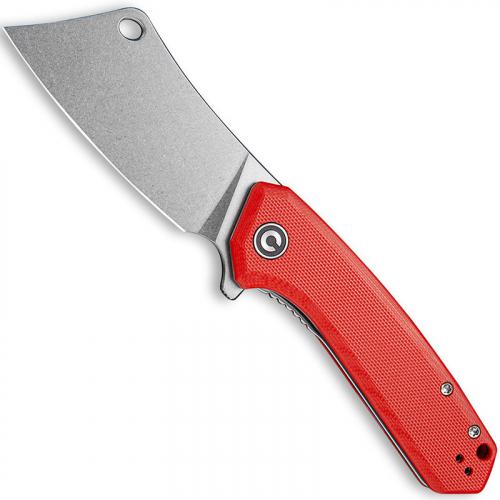CIVIVI Mini Mastodon Knife C2011B - Stonewash Cleaver Style Blade - Red G10 - Liner Lock Flipper Folder