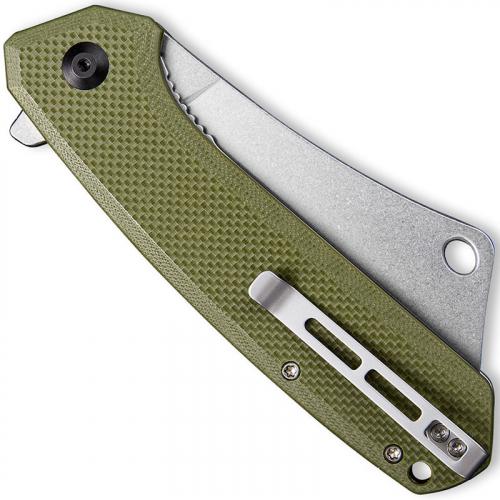 CIVIVI Mastodon Knife C2012A - Stonewash Cleaver Style Blade - OD Green G10 - Liner Lock Flipper Folder