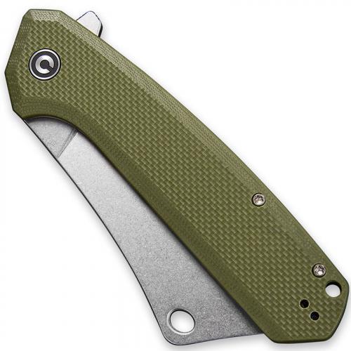 CIVIVI Mastodon Knife C2012A - Stonewash Cleaver Style Blade - OD Green G10 - Liner Lock Flipper Folder