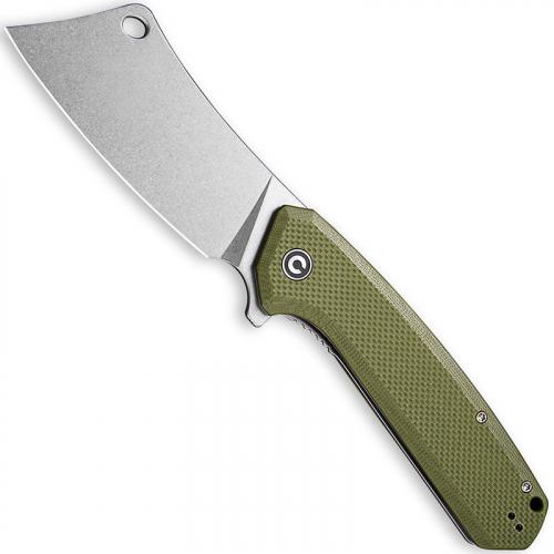 CIVIVI Mastodon Knife C2012A - Stonewash Cleaver Style Blade - OD Green G10 - Liner Lock Flipper Folder