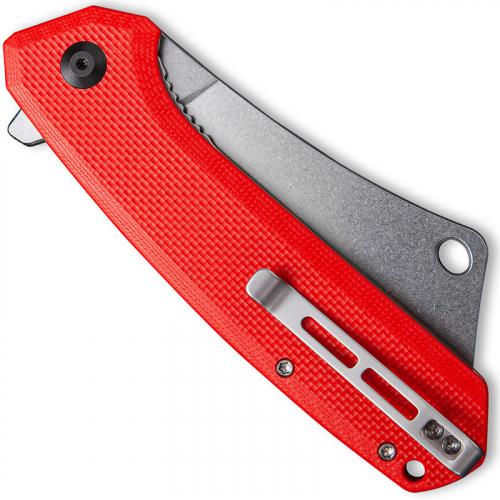 CIVIVI Mastodon Knife C2012B - Stonewash Cleaver Style Blade - Red G10 - Liner Lock Flipper Folder