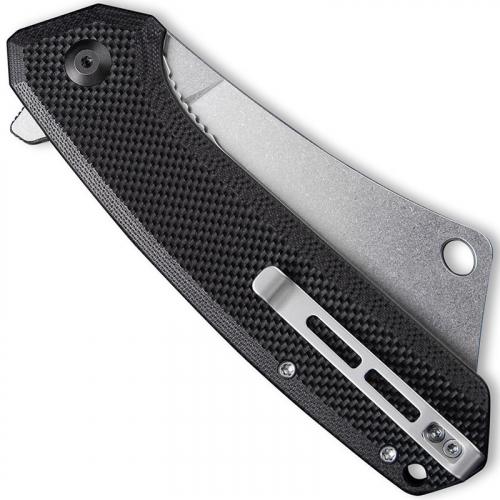 CIVIVI Mastodon Knife C2012C - Stonewash Cleaver Style Blade - Black G10 - Liner Lock Flipper Folder
