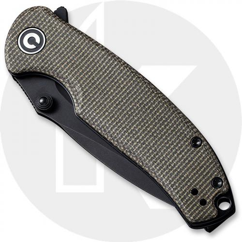 CIVIVI Pintail C2020C - Black Stonewash S35VN Drop Point - Dark Green Micarta - Liner Lock Flipper Folder