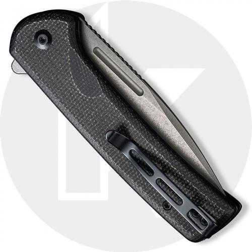 CIVIVI Conspirator C21006-1 - Gray Stonewash Nitro-V - Black Micarta - Button Lock Flipper Folder