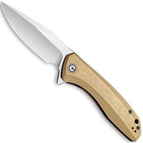 CIVIVI Baklash Knife C801J - Satin 154CM Drop Point - Stonewash Brass - Liner Lock Flipper Folder