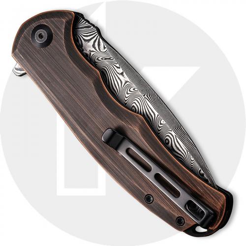 CIVIVI Praxis Knife C803DS-3 - Black Hand Rubbed Damascus Drop Point - Black Hand Rubbed Copper - Liner Lock Flipper Folder