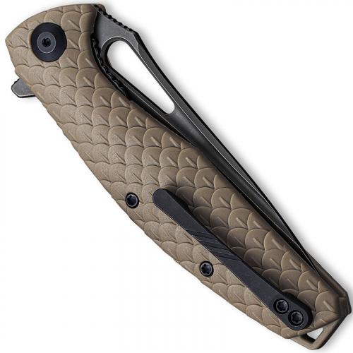 CIVIVI Wyvern Knife C902F - Black Stonewash D2 Drop Point - Tan FRN - Liner Lock Flipper Folder