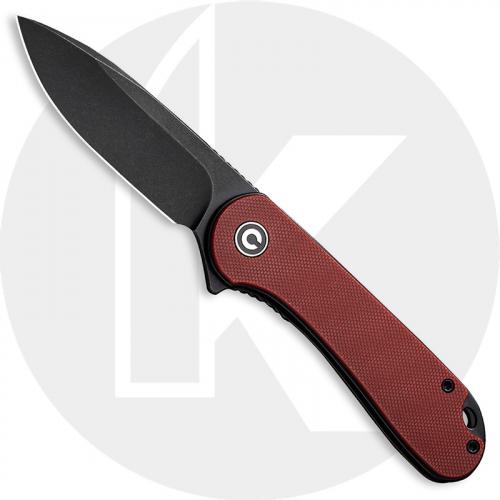 CIVIVI Elementum Knife C907A-1 - Black Stonewash D2 Drop Point - Burgundy G10 - Liner Lock Flipper Folder