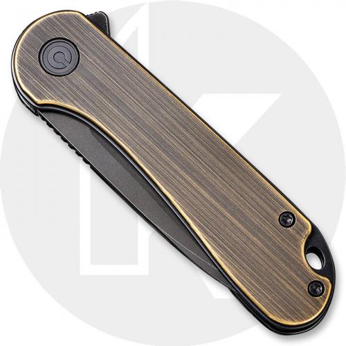 CIVIVI Elementum C907T-A - Black Stonewash D2 Tanto - Black Hand Rubbed Brass - Liner Lock - Flipper Folder