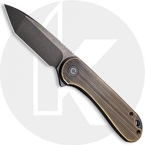 CIVIVI Elementum C907T-A - Black Stonewash D2 Tanto - Black Hand Rubbed Brass - Liner Lock - Flipper Folder