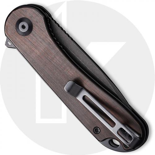 CIVIVI Elementum C907W - Black Stonewash D2 - Black Ebony Wood - Liner Lock - Flipper Folder